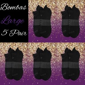Bombas Ankle Socks Large 5 Pair Unisex Womens & Mens Honeycomb Black/Grey BNWT